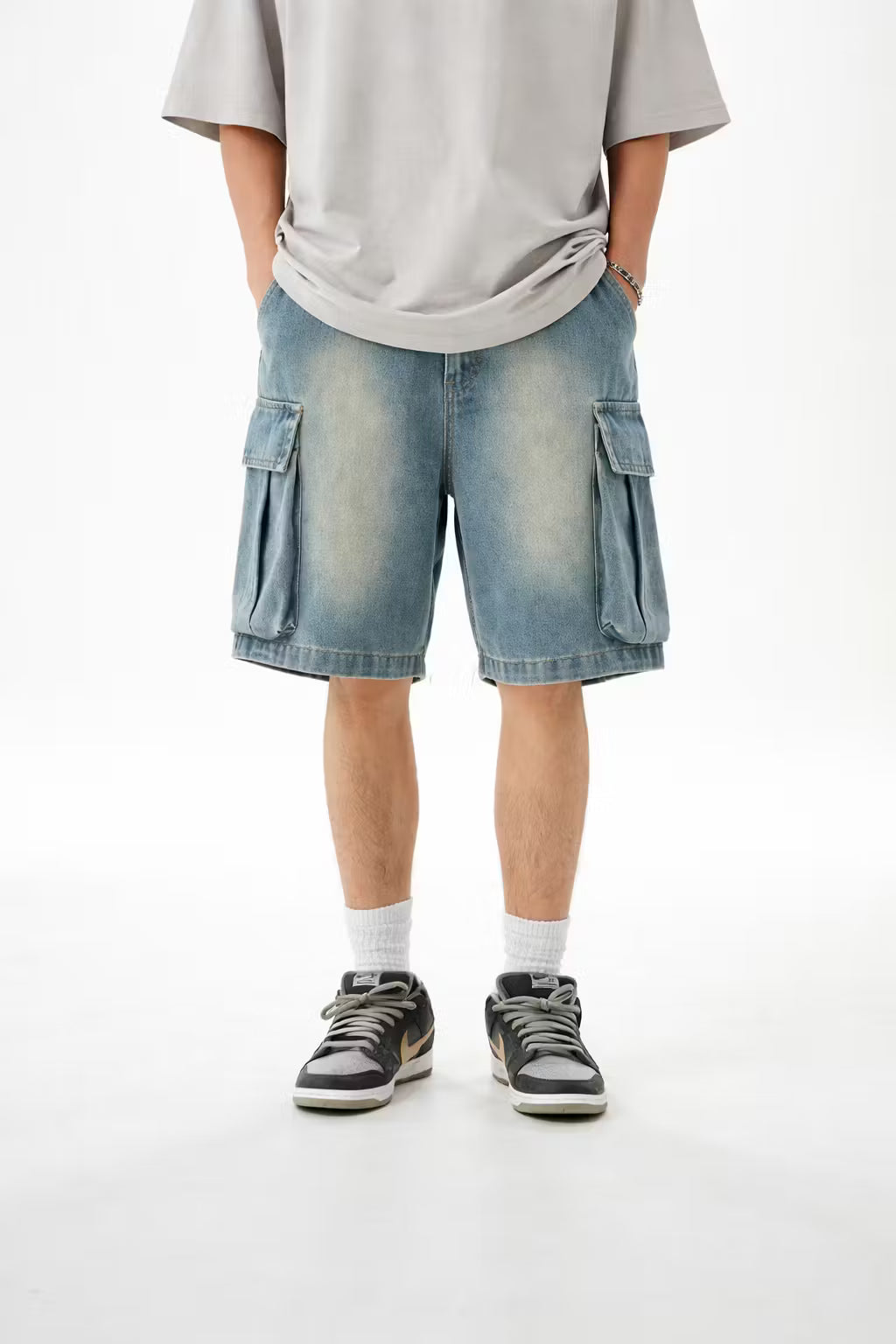 Utility Fade Cargo Denim Shorts