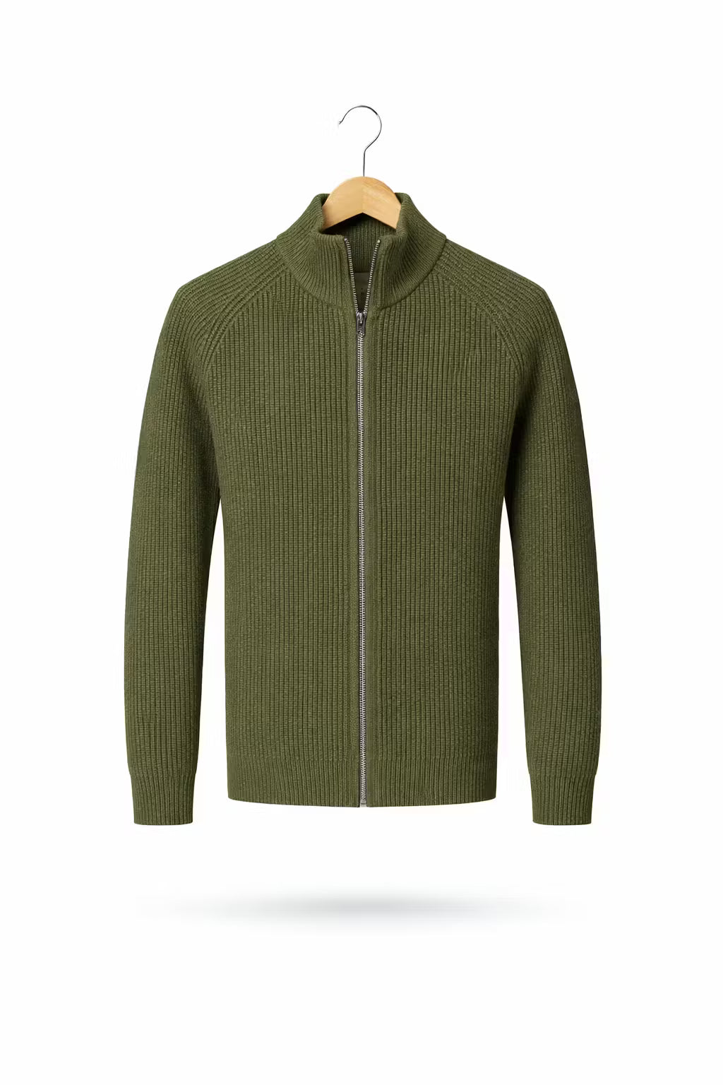 Ribbed Knit Zip-Up Cardigan