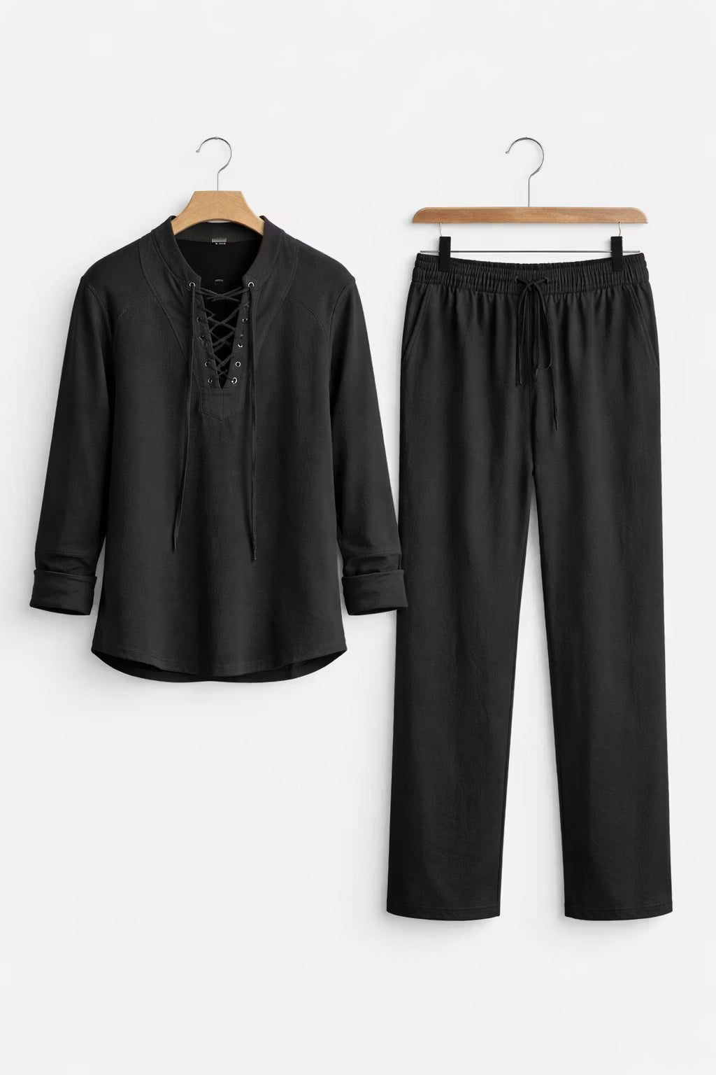 Lace Front Textured Shirt and Trousers Set
