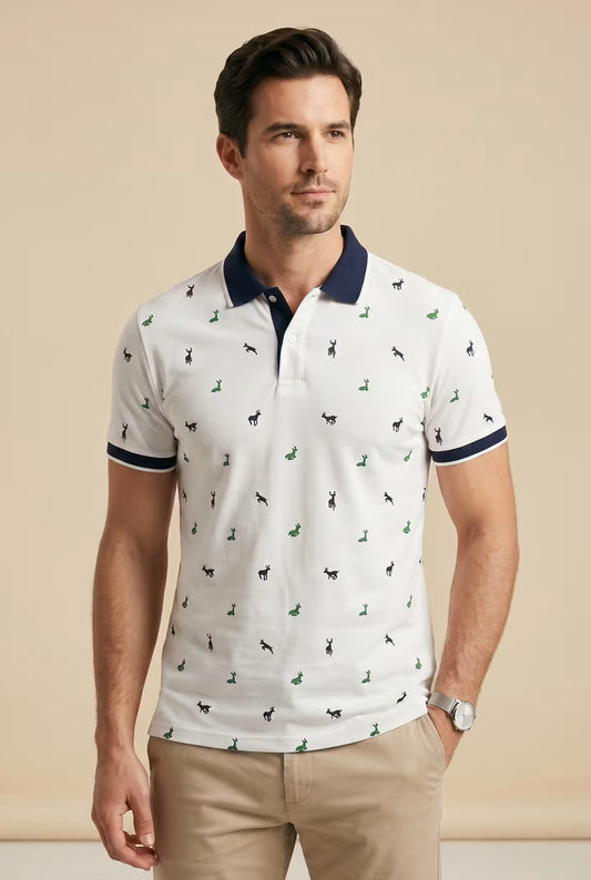 Deer Point bedrukte polo