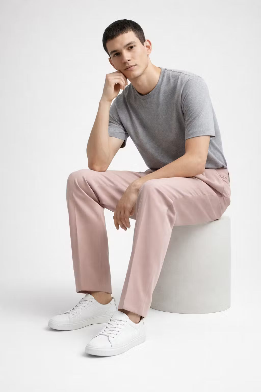 High-Waist Pleated Tailored Trousers