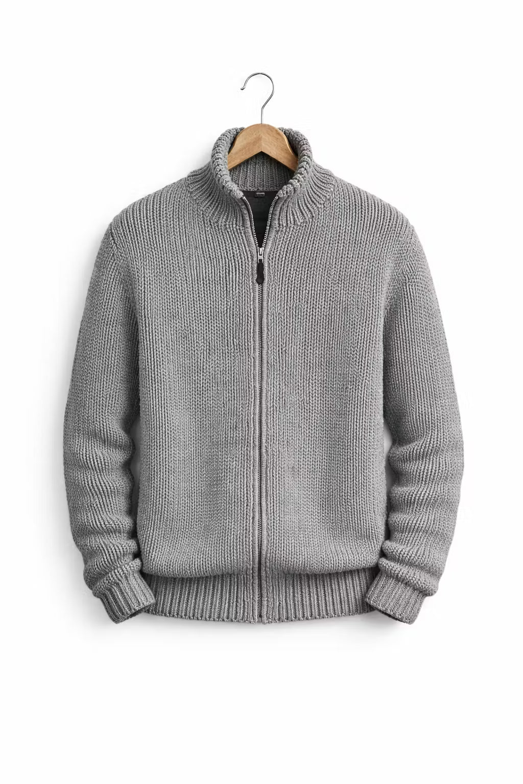 Ribbel gebreide vest met rits