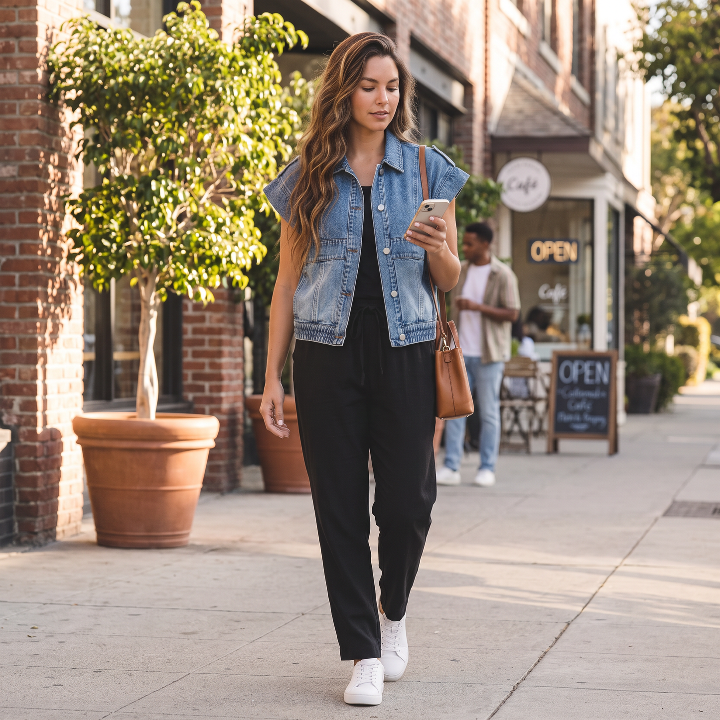 Harbour denim gilet van katoenmix