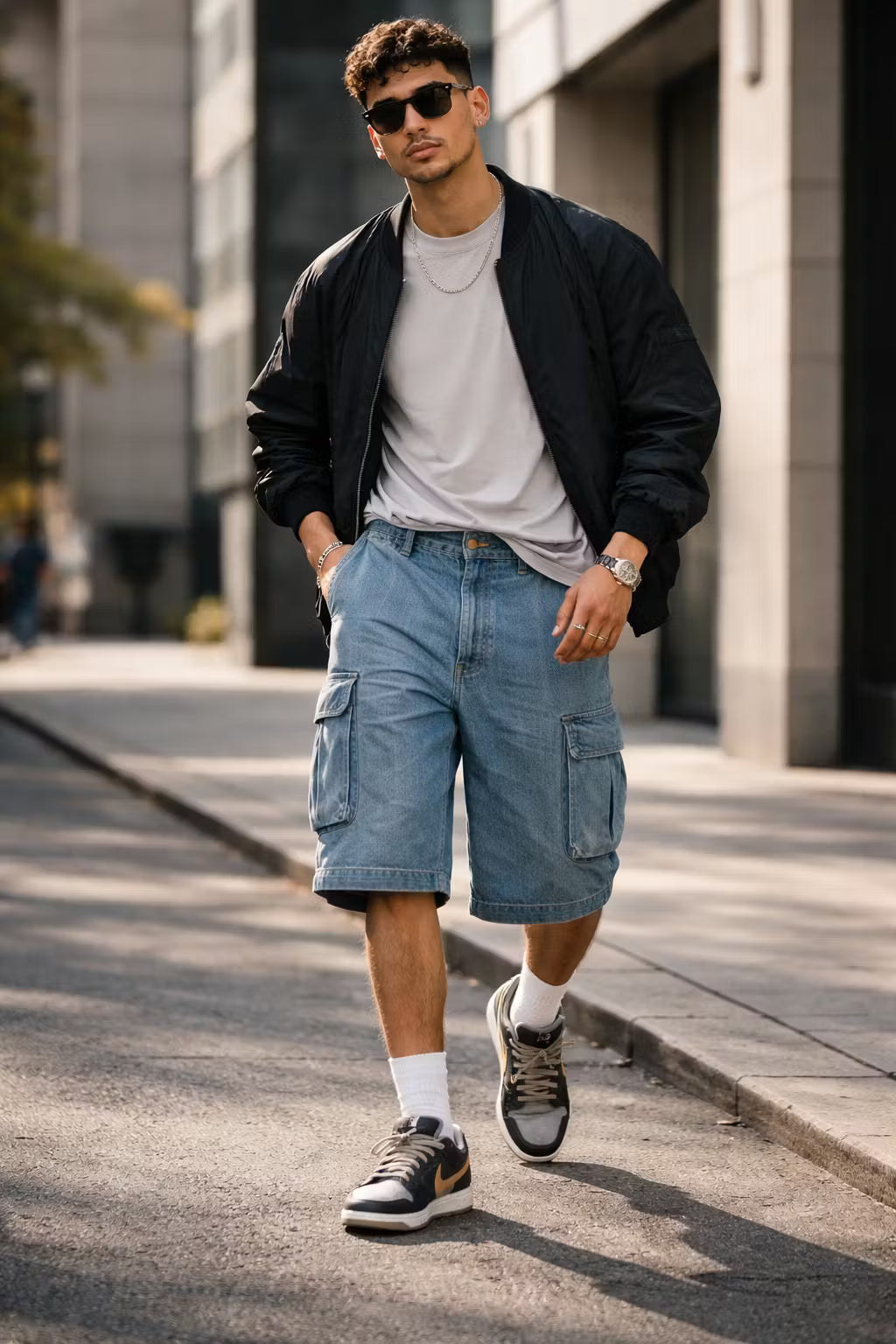 Utility Fade Cargo Denim Shorts