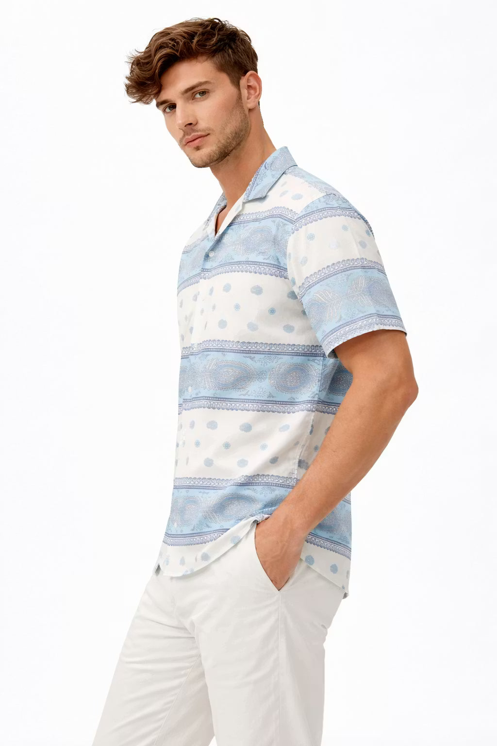 Paisley Stripe Camp Collar Shirt