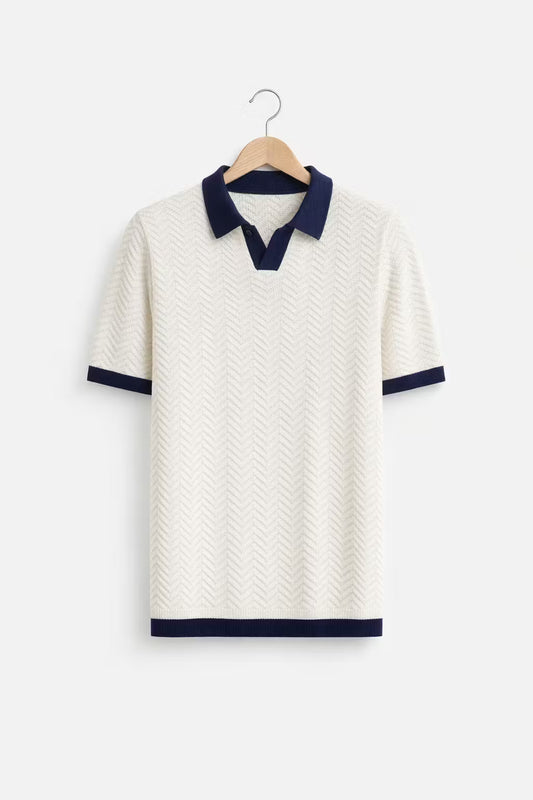 Men’s Textured Knit Polo Shirt