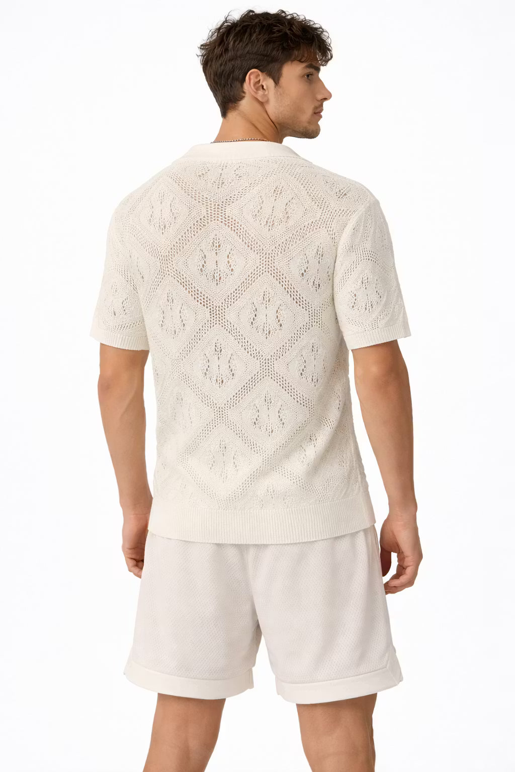 Coastal Prism Crochet Button Shirt