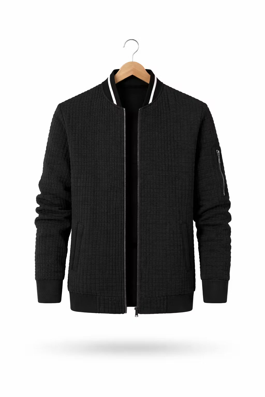 Textured Knit Bomber Jacket