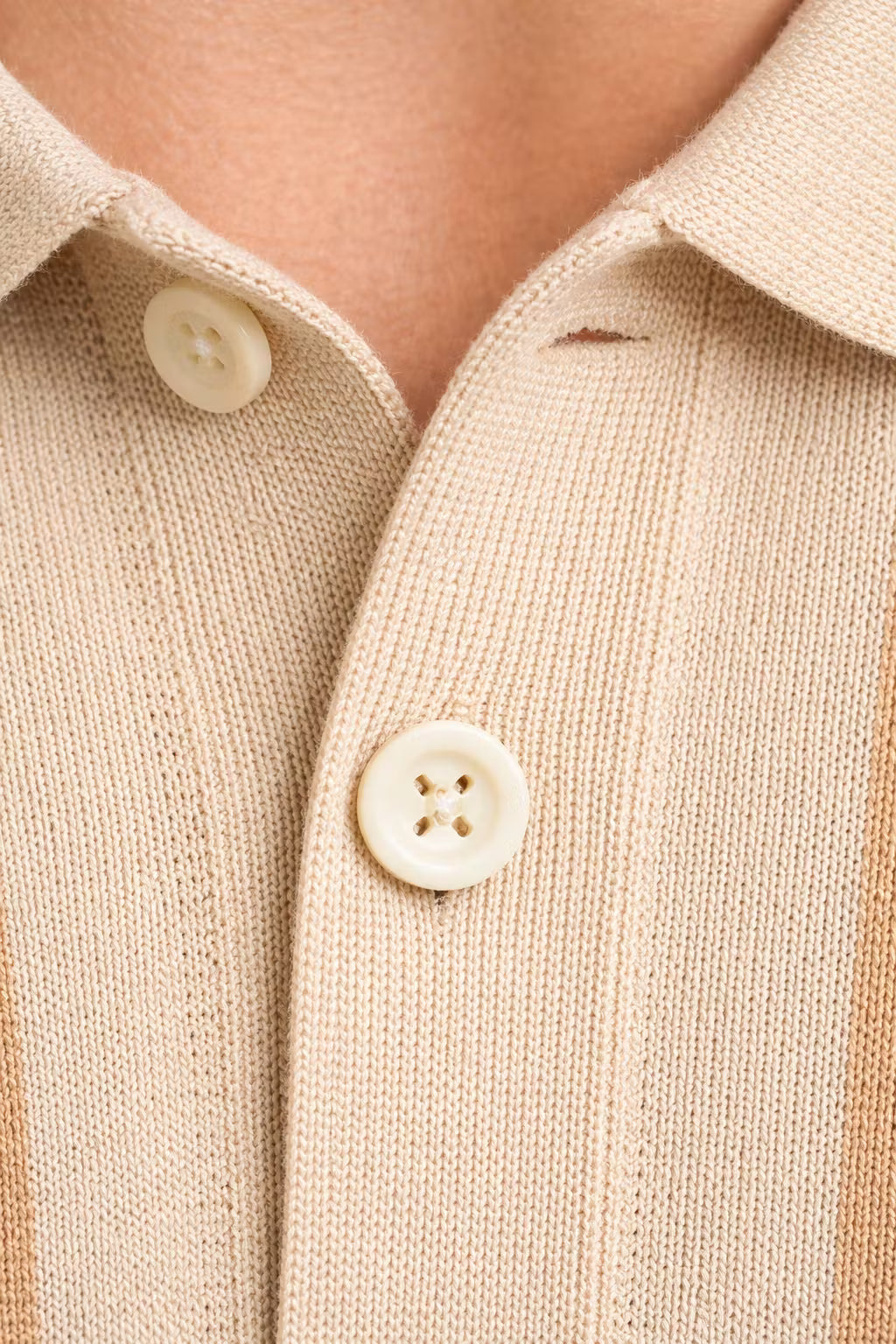 Vertical Stripe Textured Knit Button Shirt