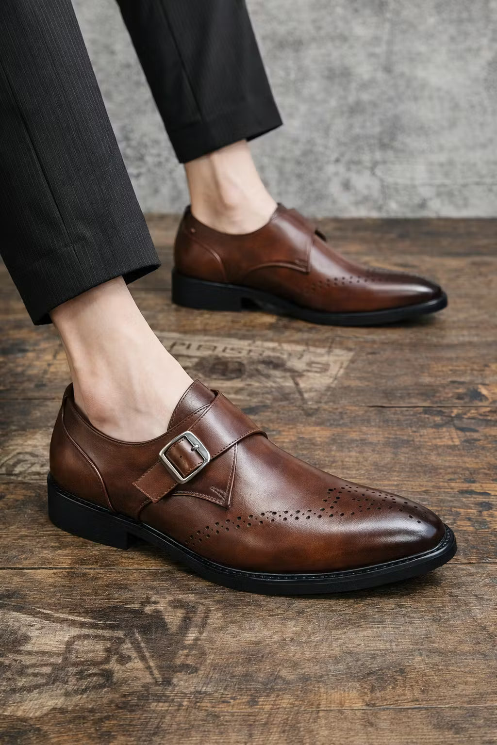 Monk Strap Perforated Dress Shoes