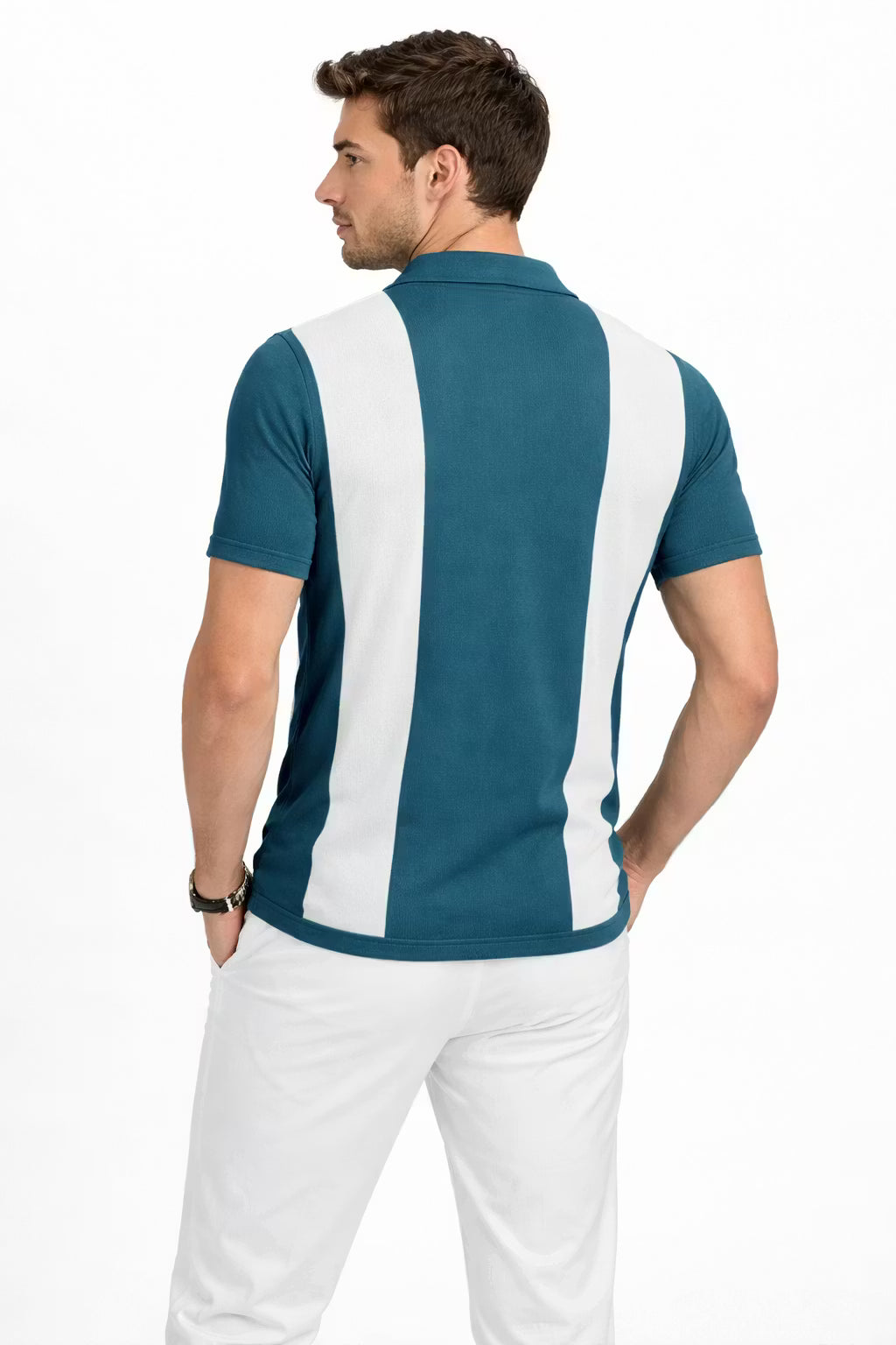 Contrast Panel Knit Button Shirt