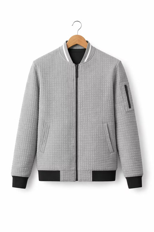 Textured Knit Bomber Jacket