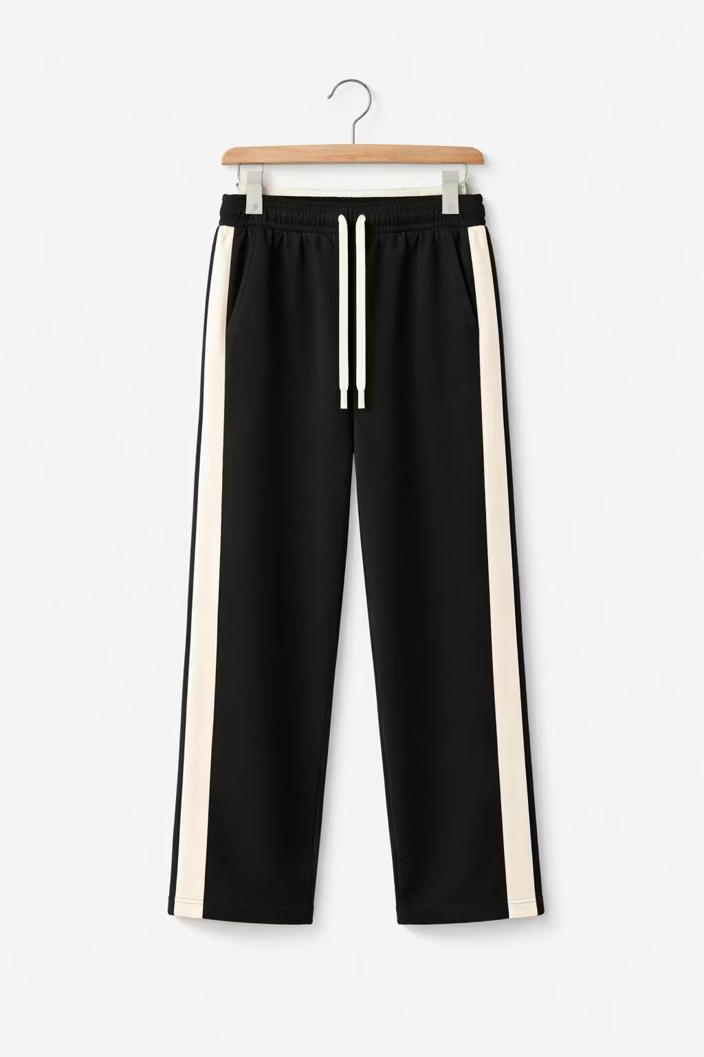 Side Stripe Wide-Leg Drawstring Trousers