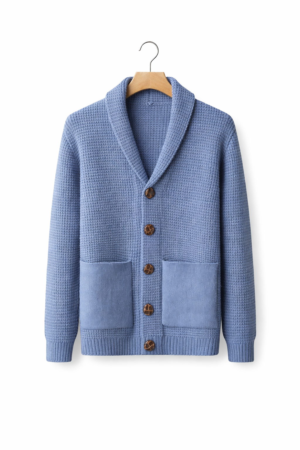 Waffle Knit 5-Button Cardigan
