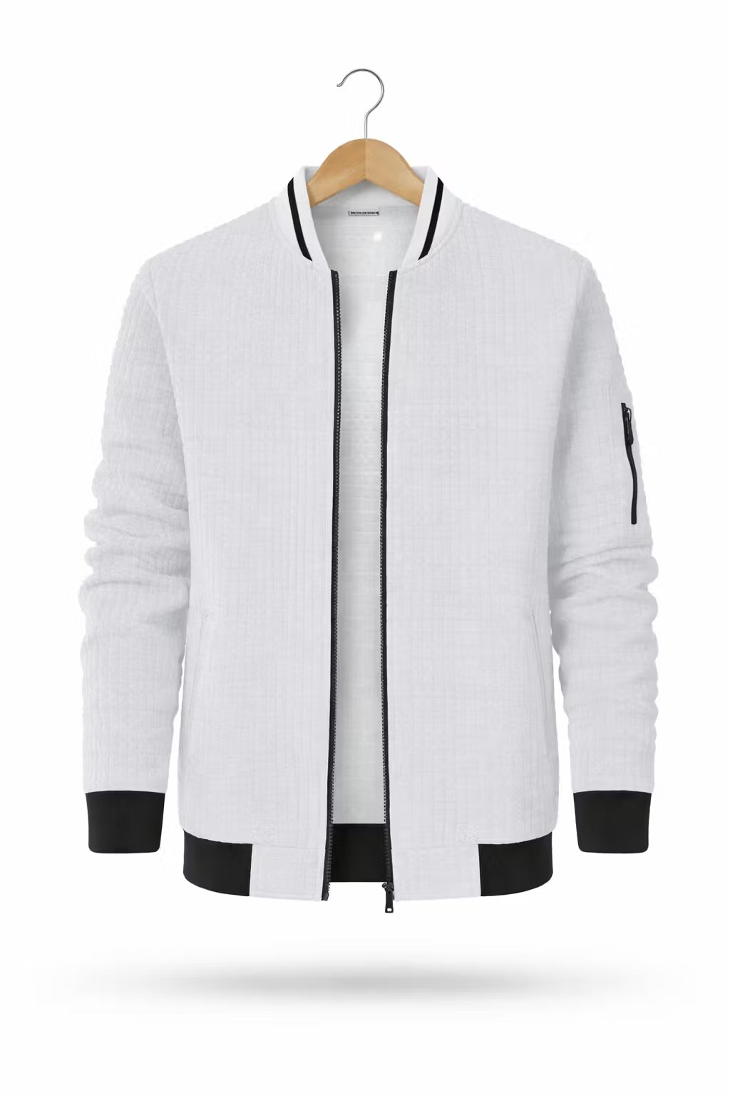 Textured Knit Bomber Jacket