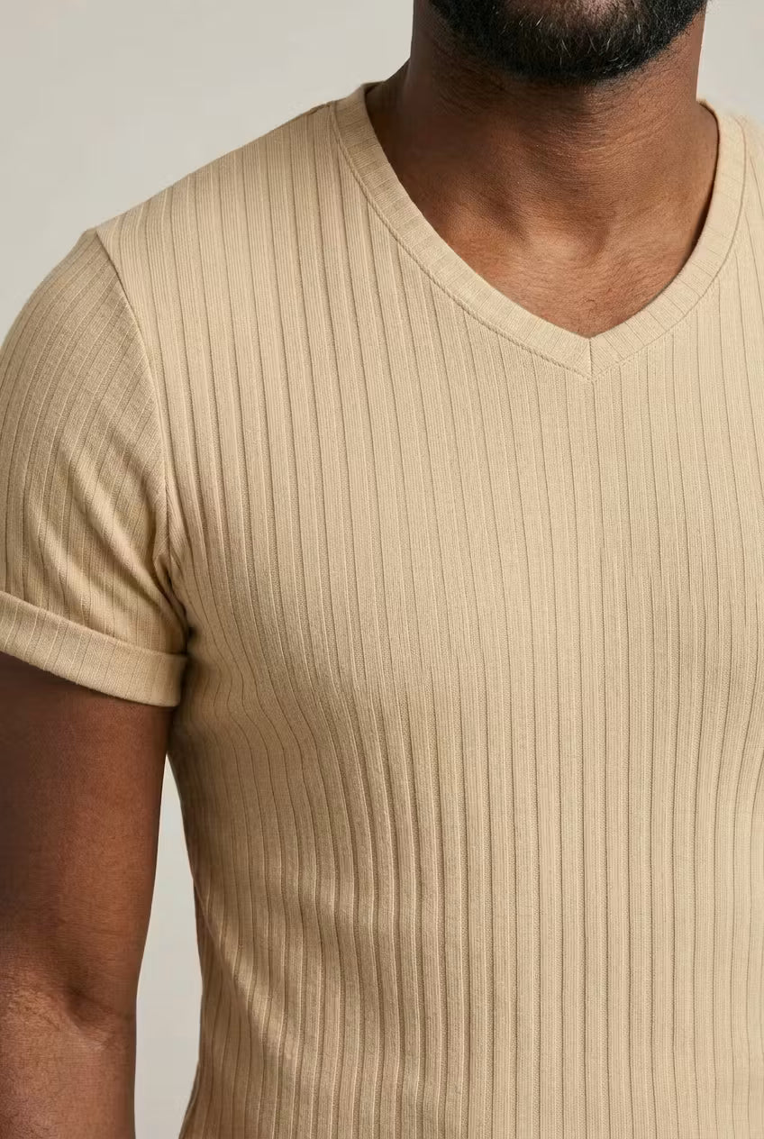 Ribbed City V-Neck Tee