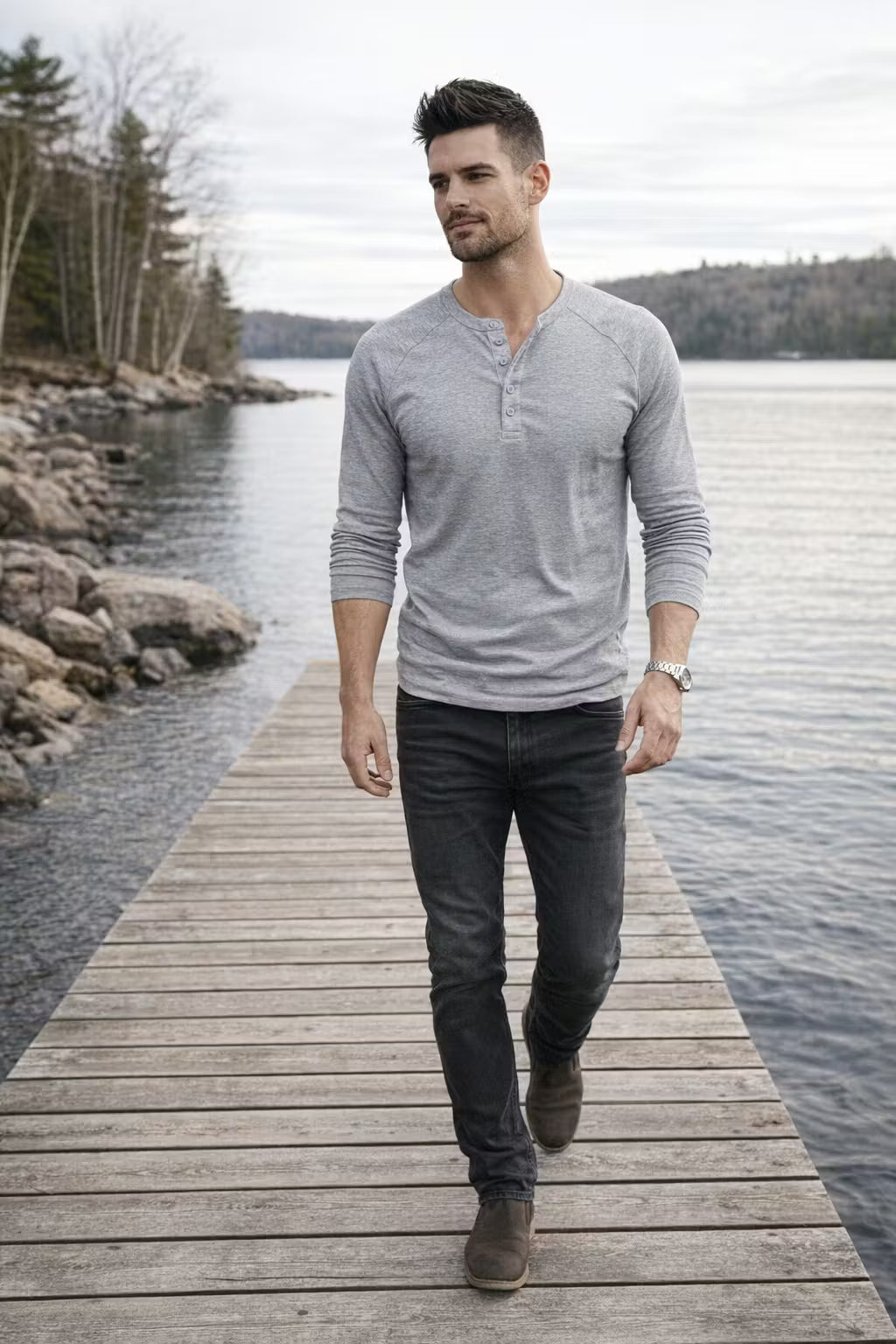 Hudson Textured Henley Pullover
