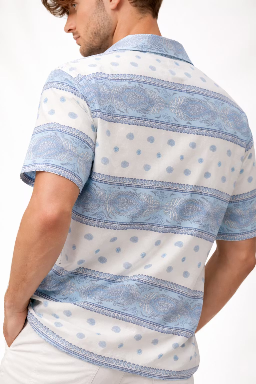 Paisley Stripe Camp Collar Shirt