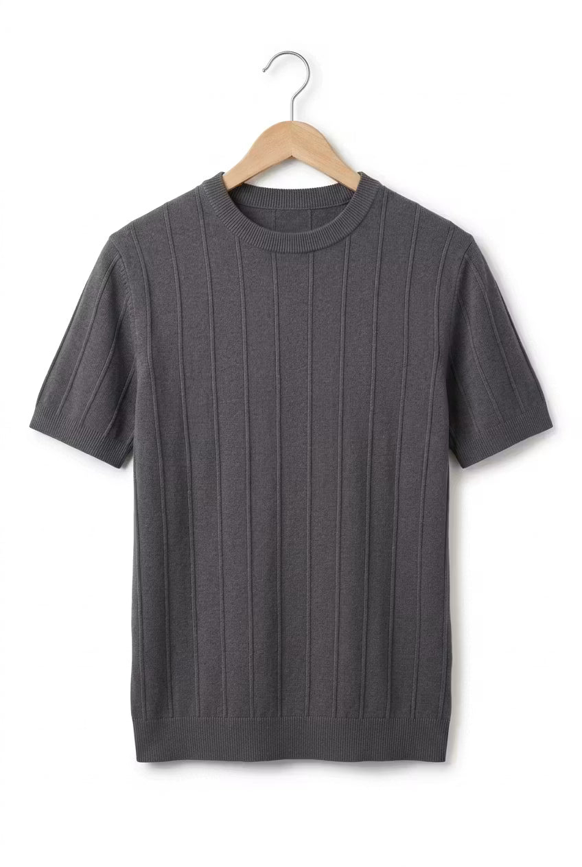 Men’s Vertical Rib Knit Short Sleeve Shirt