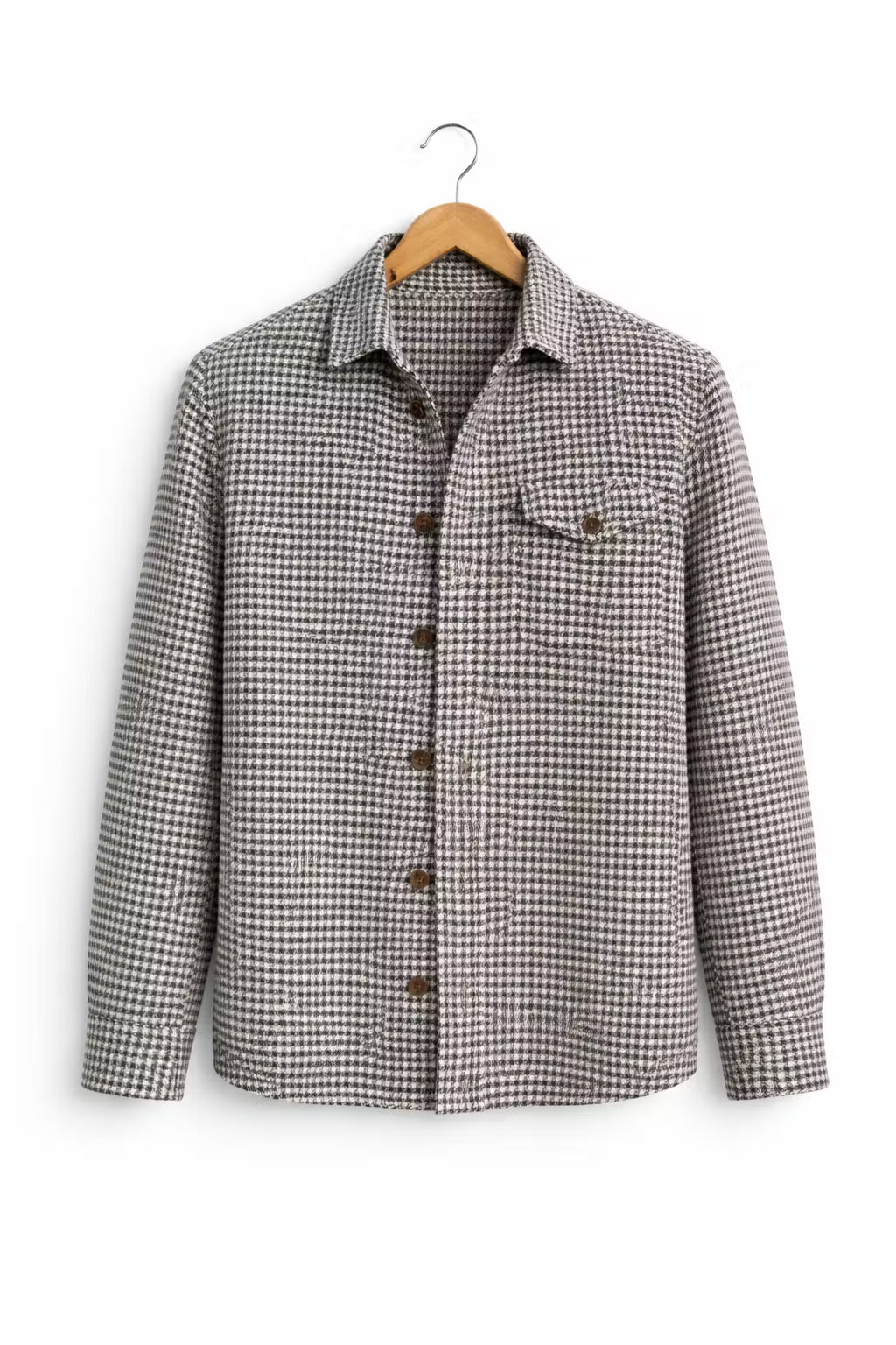 Textured Check Button Shirt Jacket