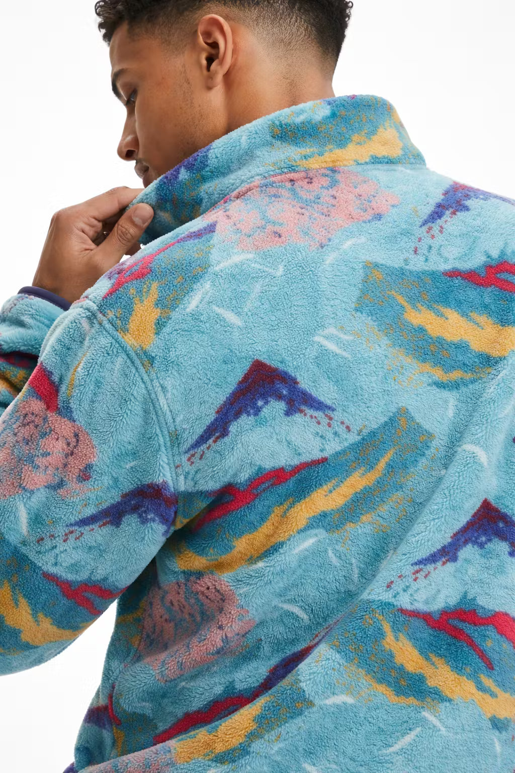 Abstract Fleece Pullover Jacket