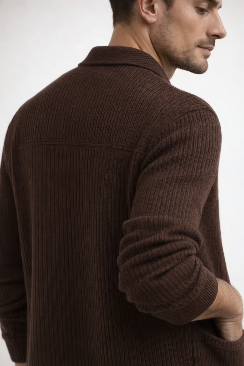 Rib Knit Button-Front Cardigan Jacket