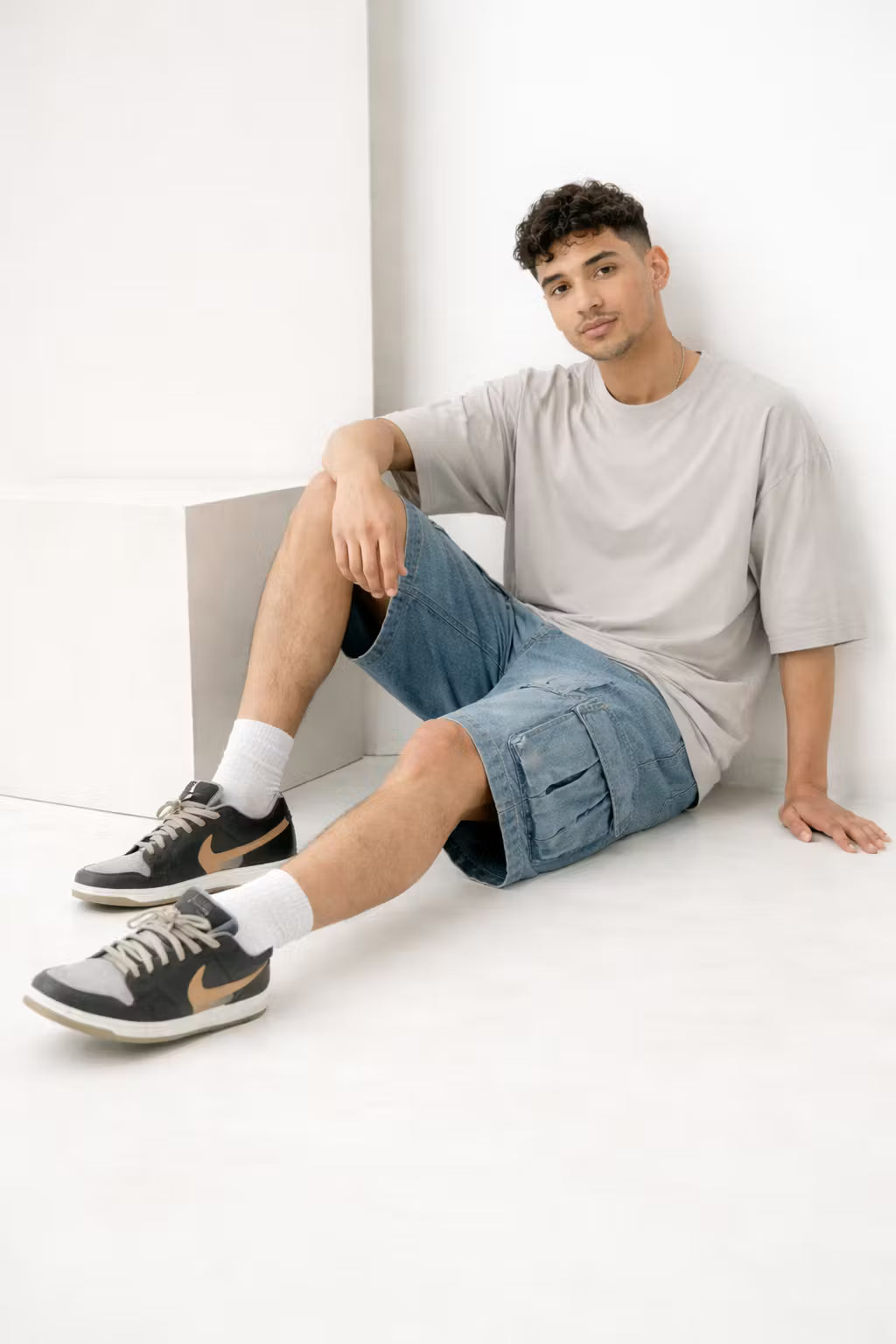 Utility Fade Cargo Denim Shorts