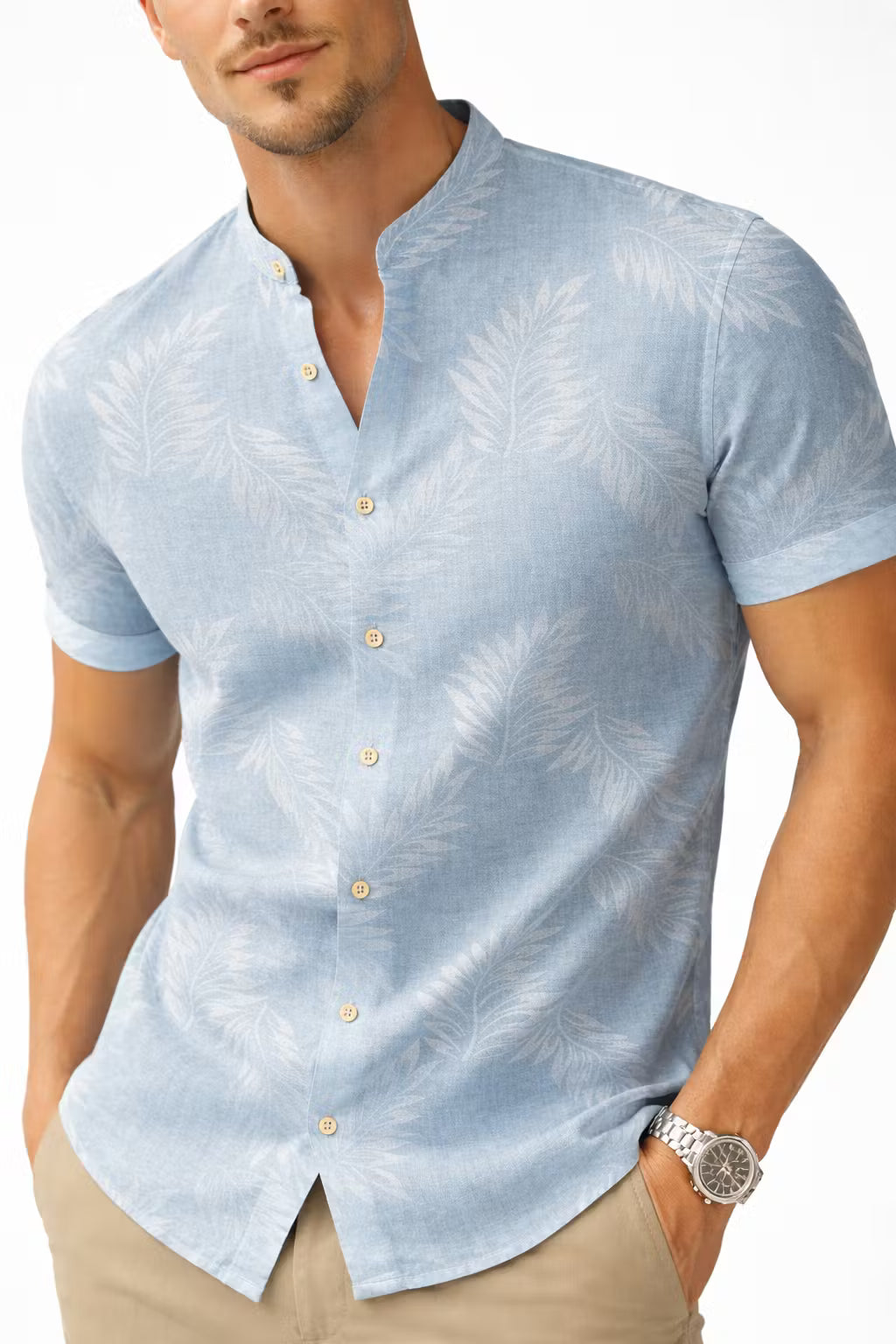 Abstract Leaf Textured Resort Shirt