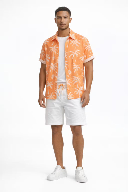 Tropical Print Shirt and Shorts Set
