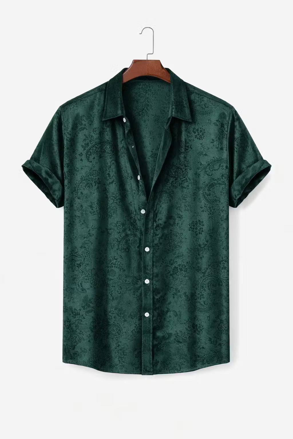 Paisley Jacquard Short Sleeve Button Shirt