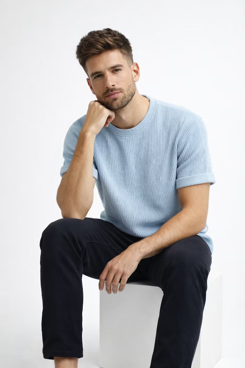 Textured Knit Crewneck Tee