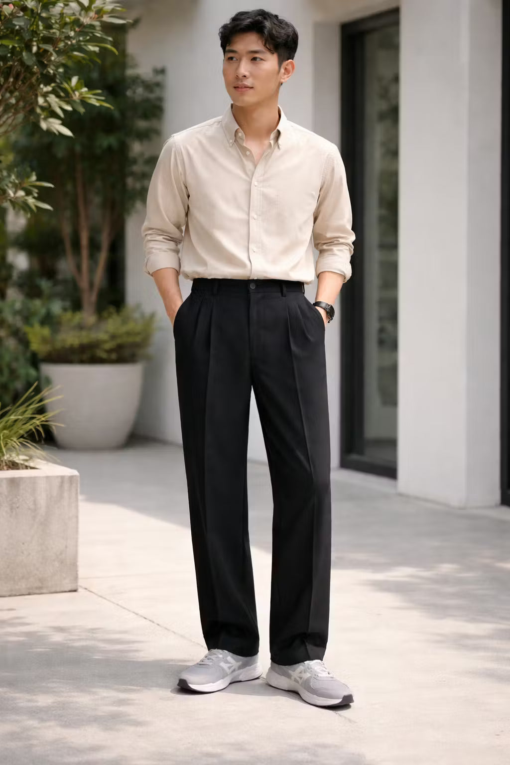 Men’s Tailored Utility Trousers With Clean Structure Designed
