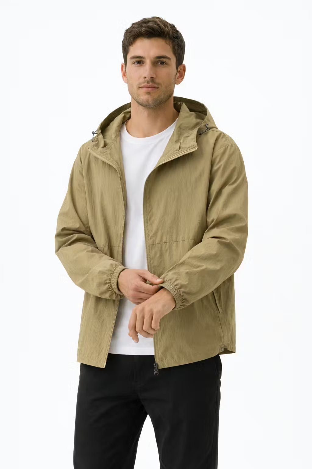 Crinkle Nylon Hooded Jacket