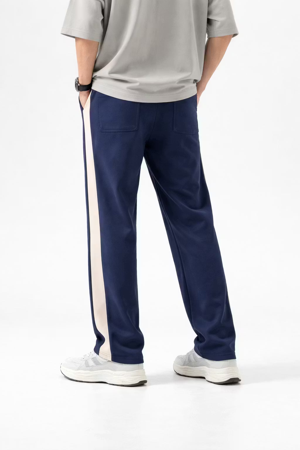 Side Stripe Wide-Leg Drawstring Trousers