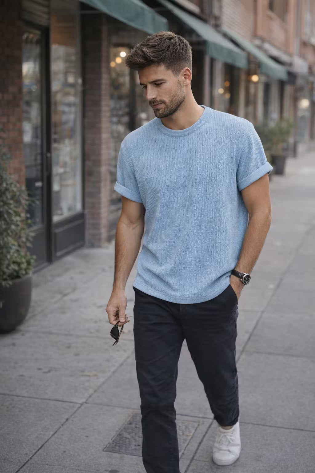 Textured Knit Crewneck Tee