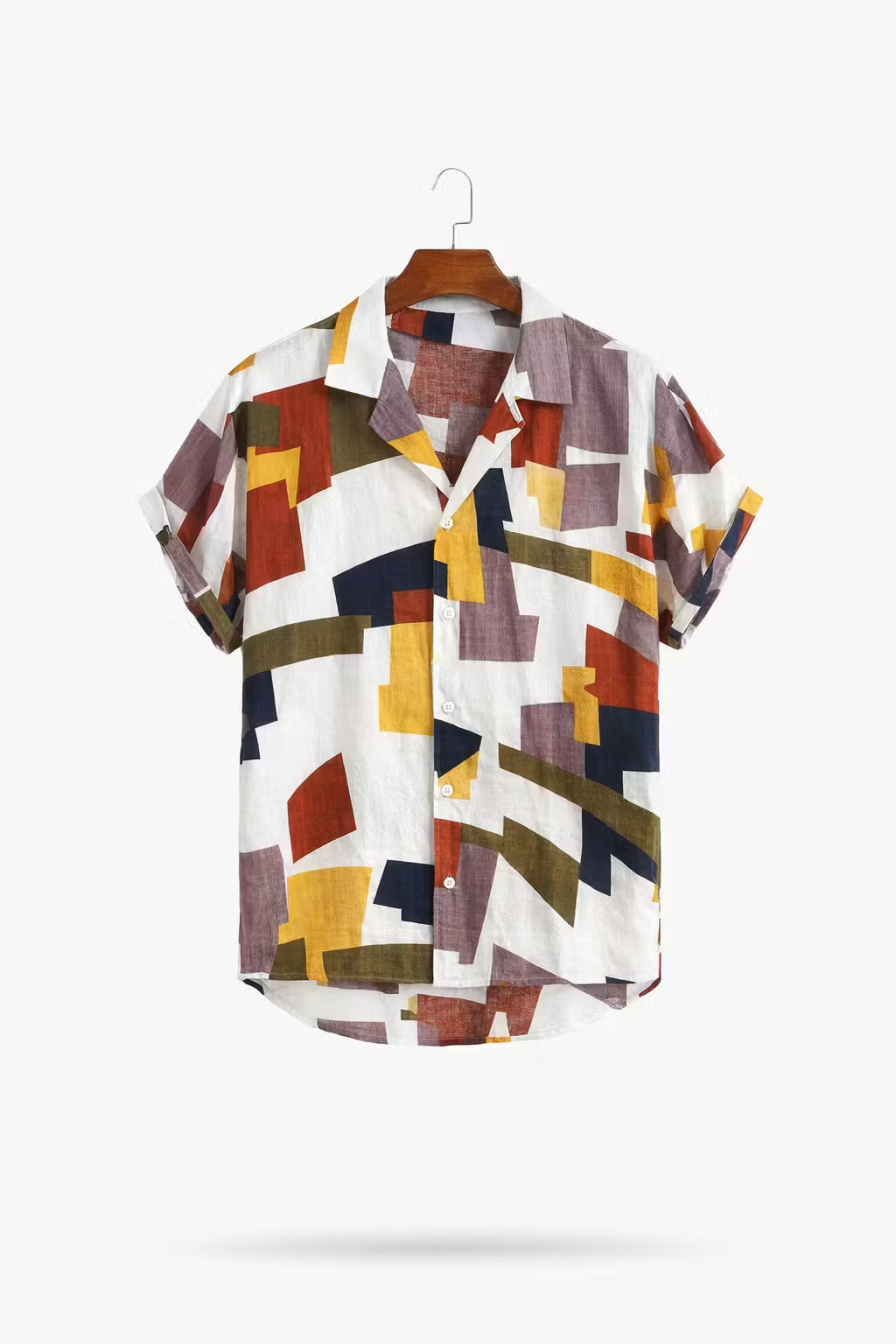 Abstract Print Short Sleeve Button Shirt