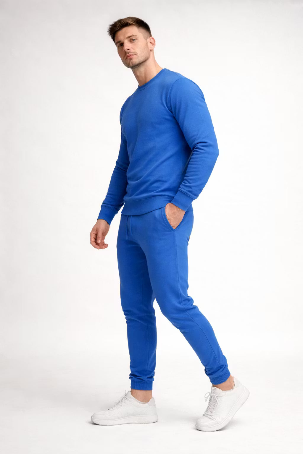 Structured Knit Crewneck and Jogger Trousers Set