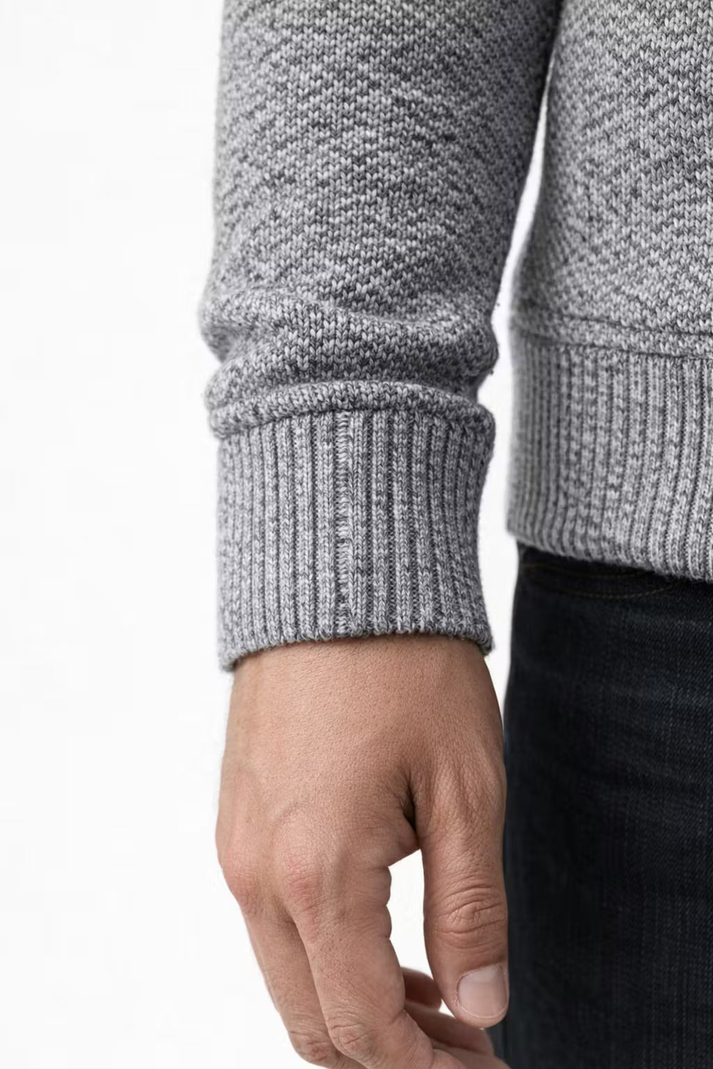 Textured Knit Zip-Up Stand Collar Jacket