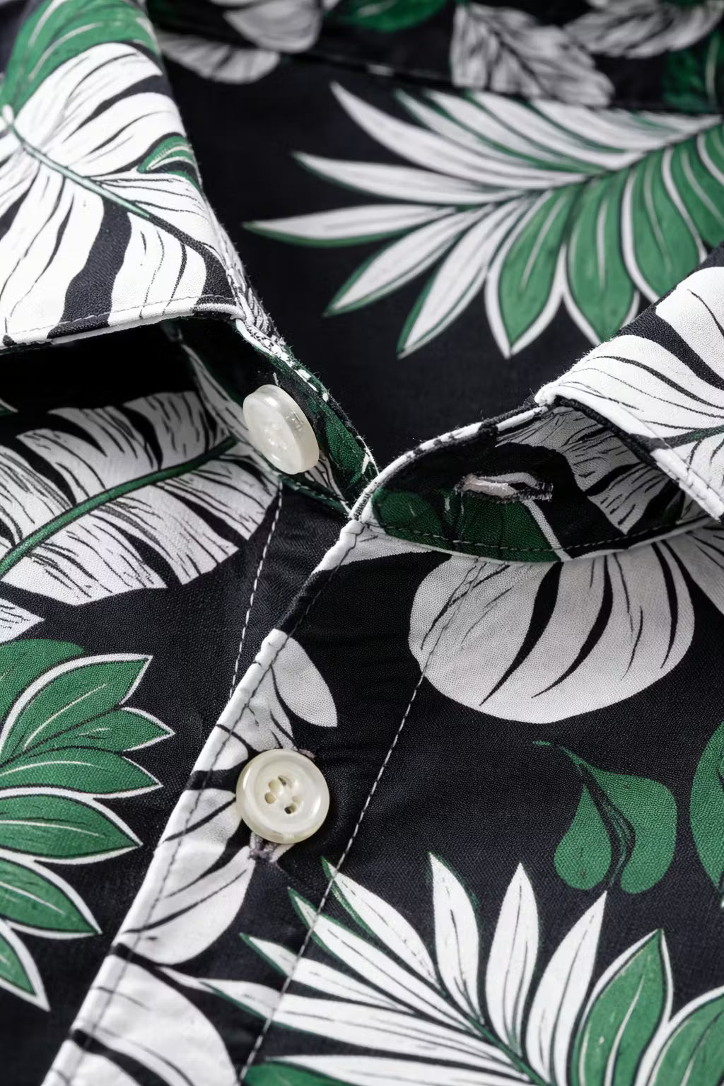 Mediterranean Palm Print Camp Collar Shirt
