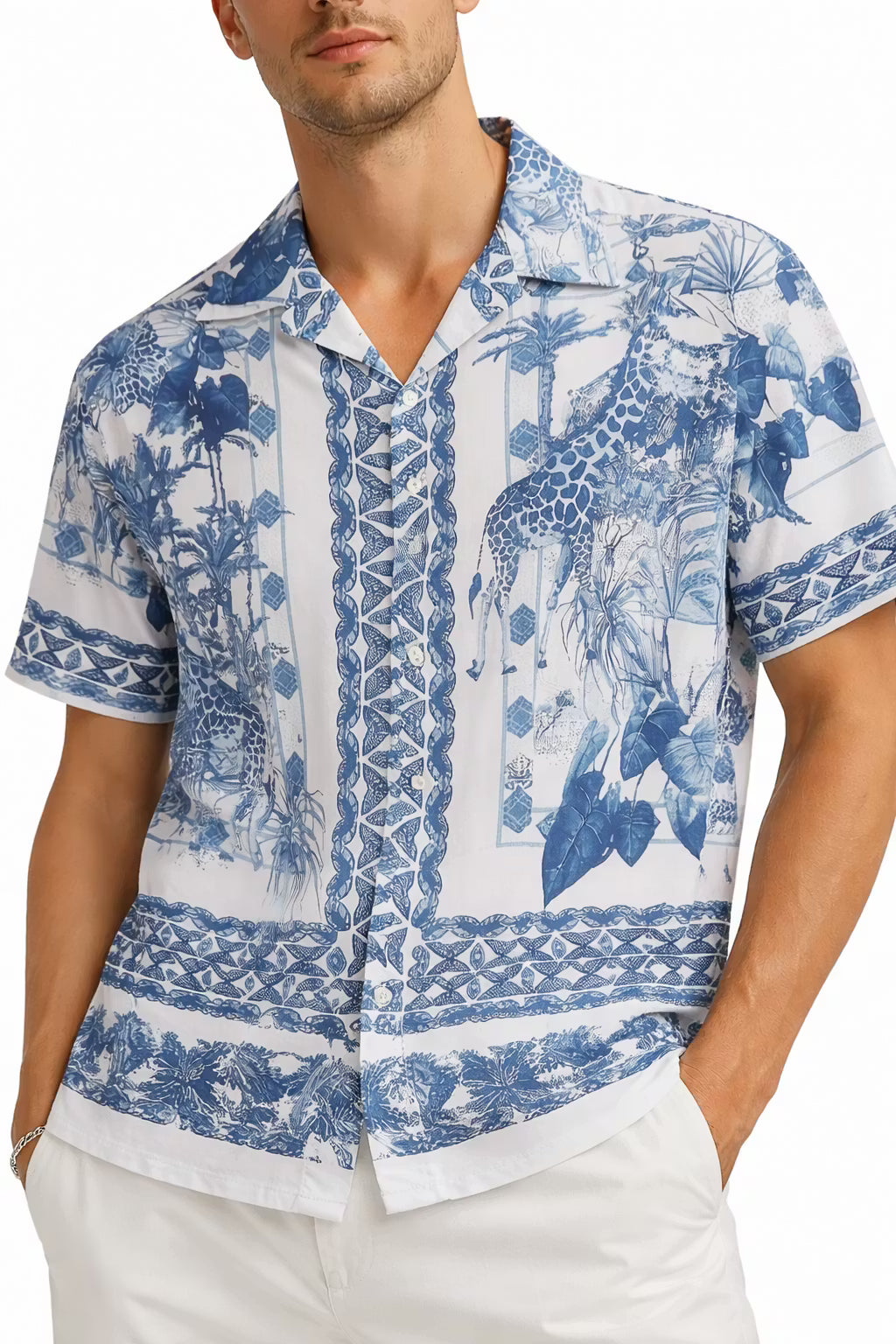 Safari Scenic Print Camp Collar Shirt