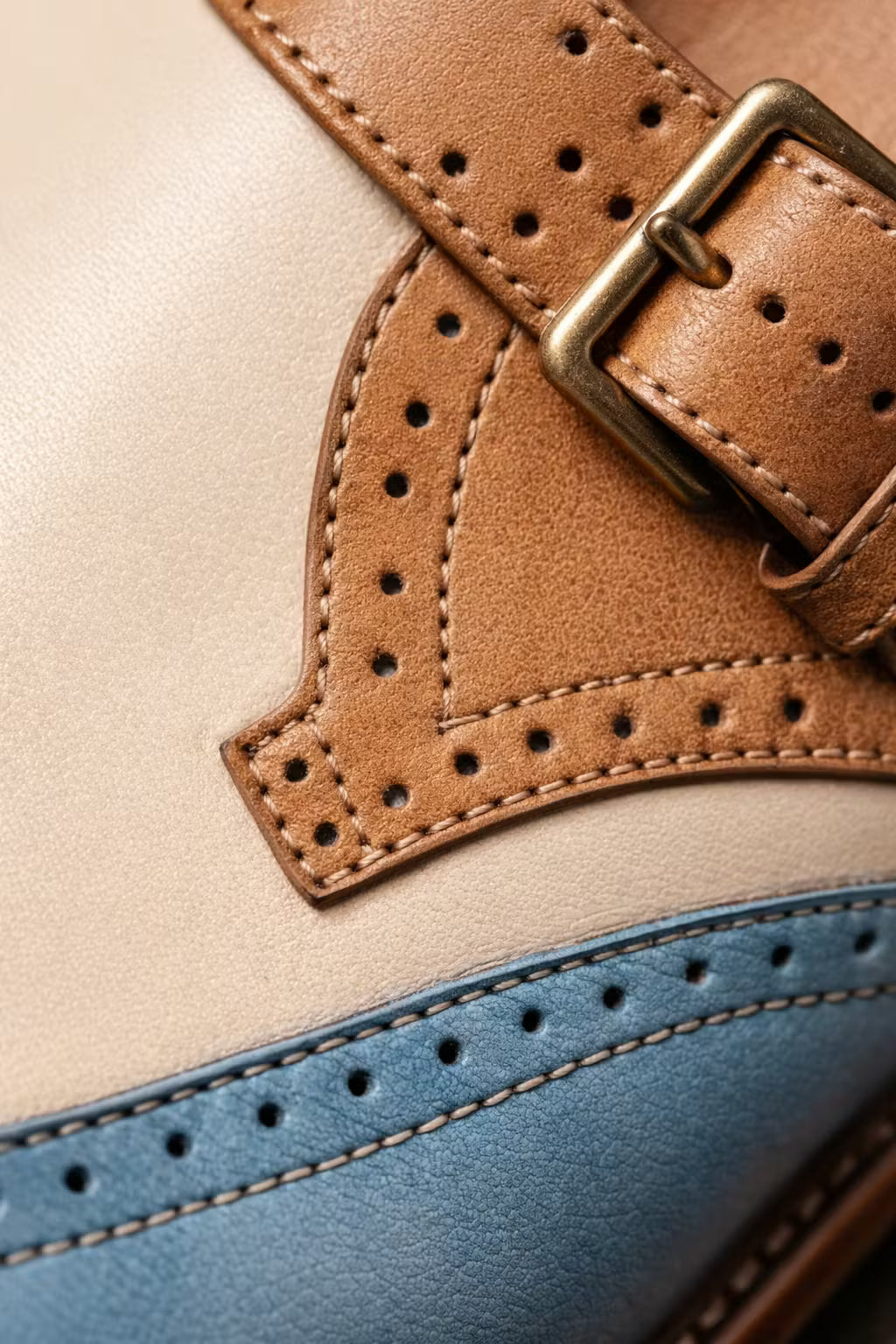 Tri-Tone Monk Strap Wingtip Oxfords