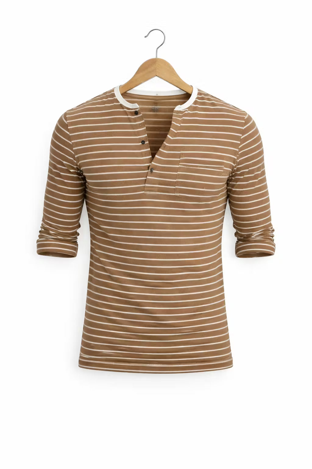 Striped Button Henley Long Sleeve Shirt