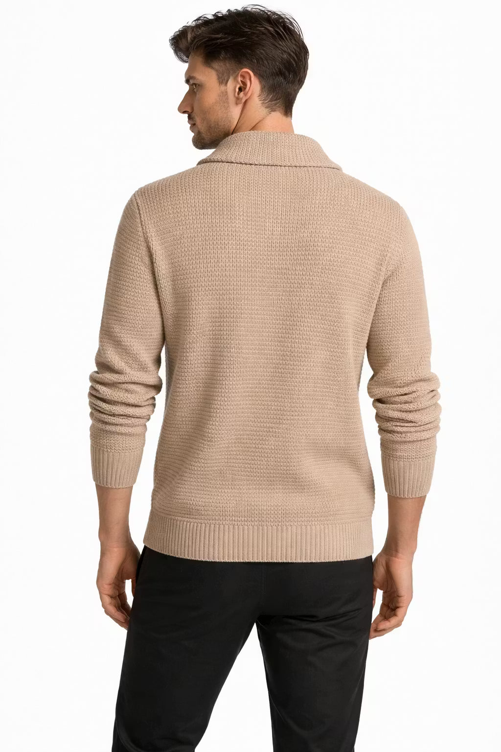 Waffle Knit 5-Button Cardigan