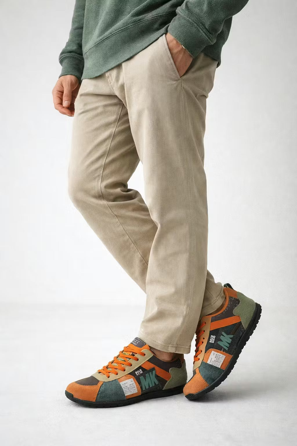 Multi-Panel Trail Style Lace-Up Trainers