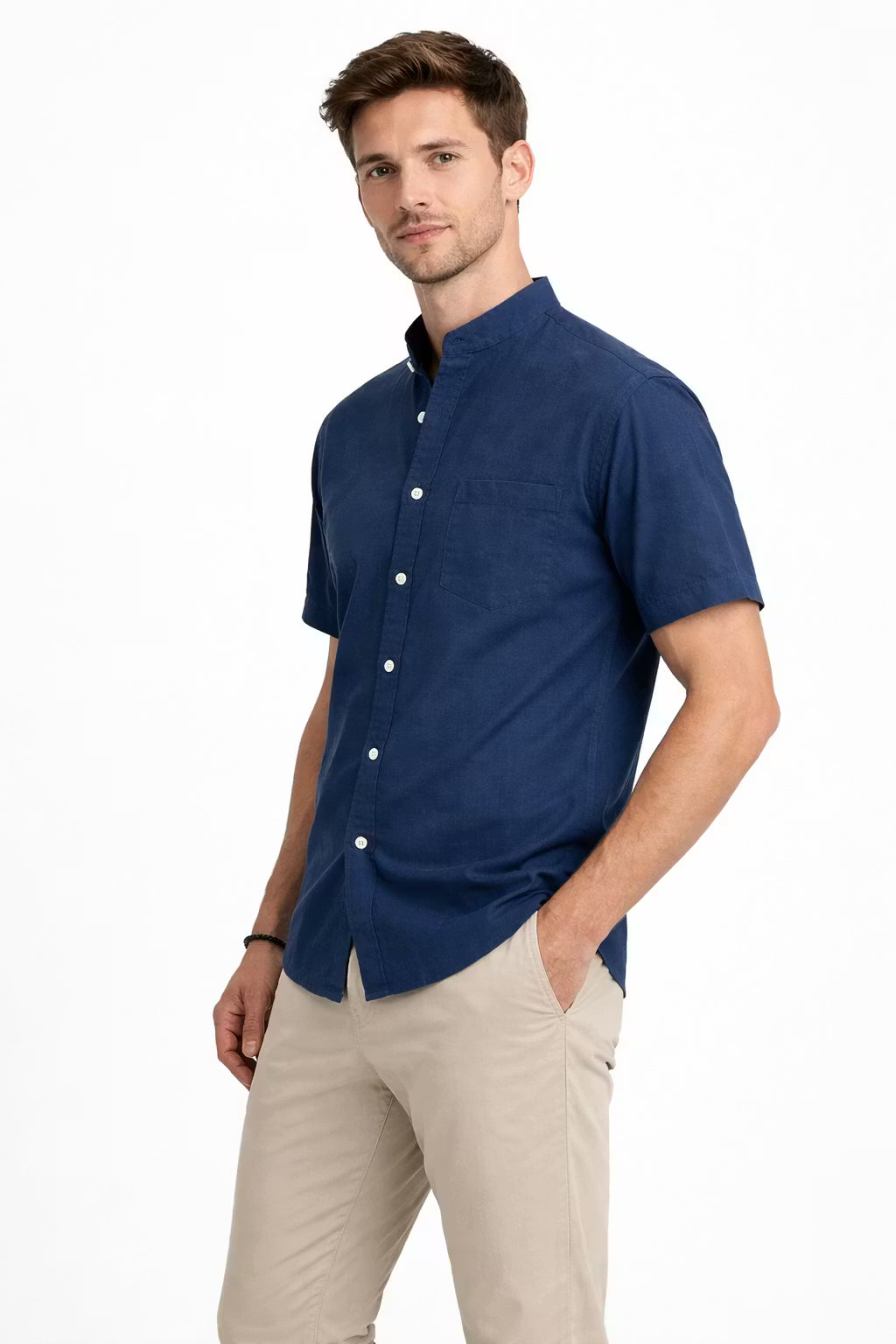 Men’s Cotton Home Short Sleeve Button Shirt