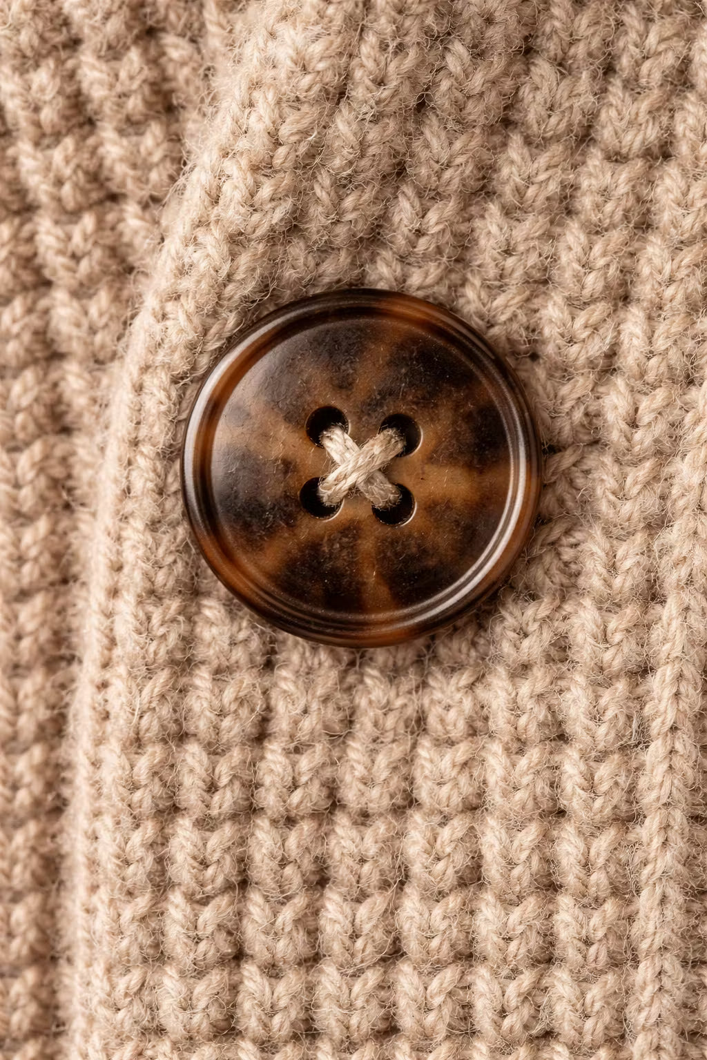 Waffle Knit 5-Button Cardigan