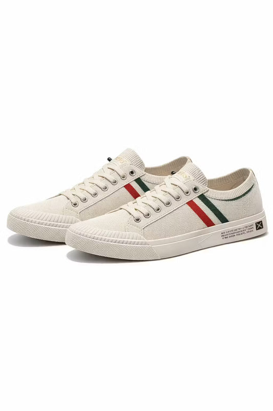 Gestreepte gebreide trainers met veters