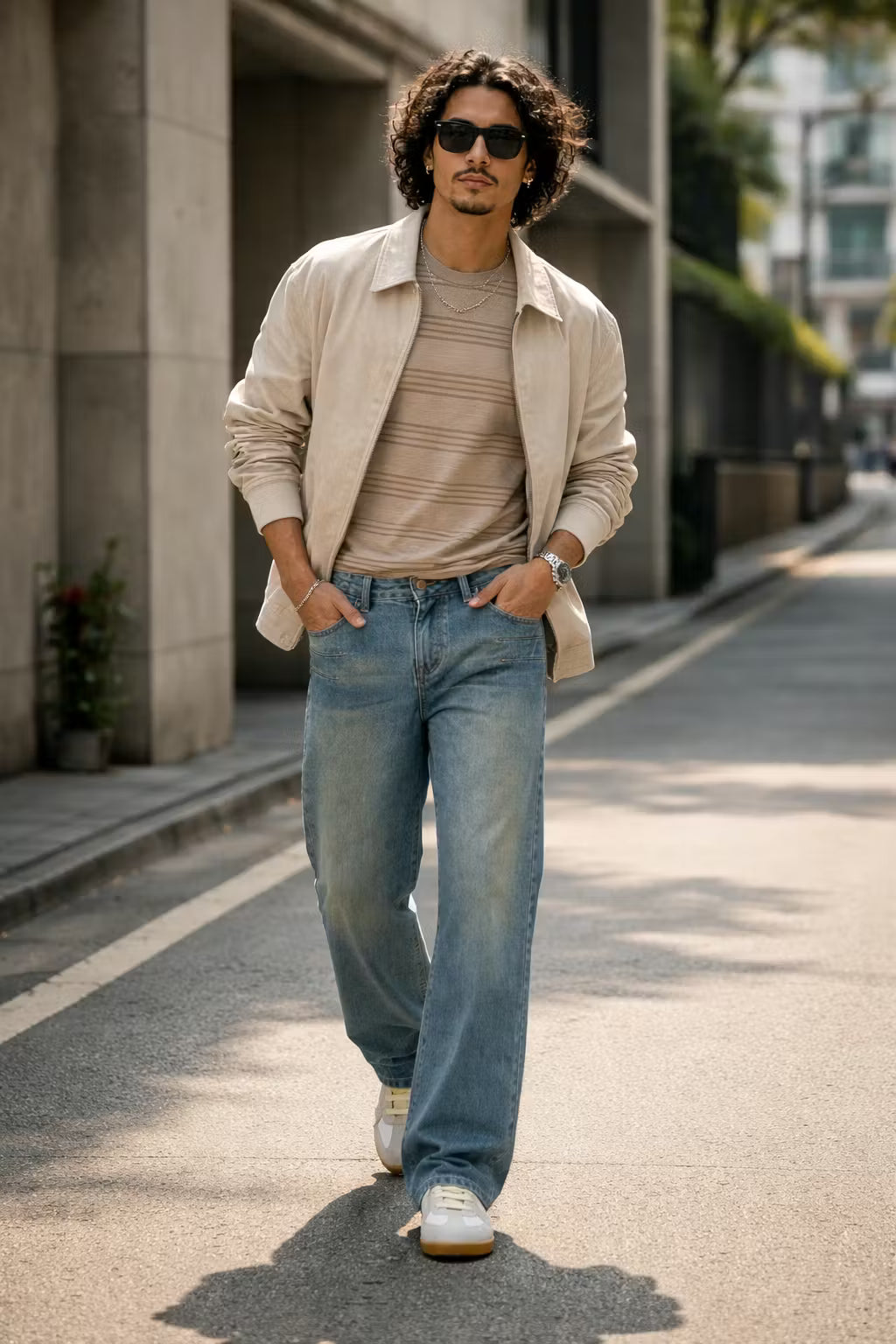 Washed Wide-Leg Fade Denim Pant
