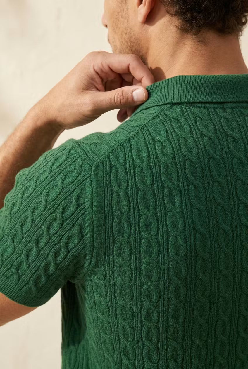 Men’s Cable Knit Short Sleeve Shirt