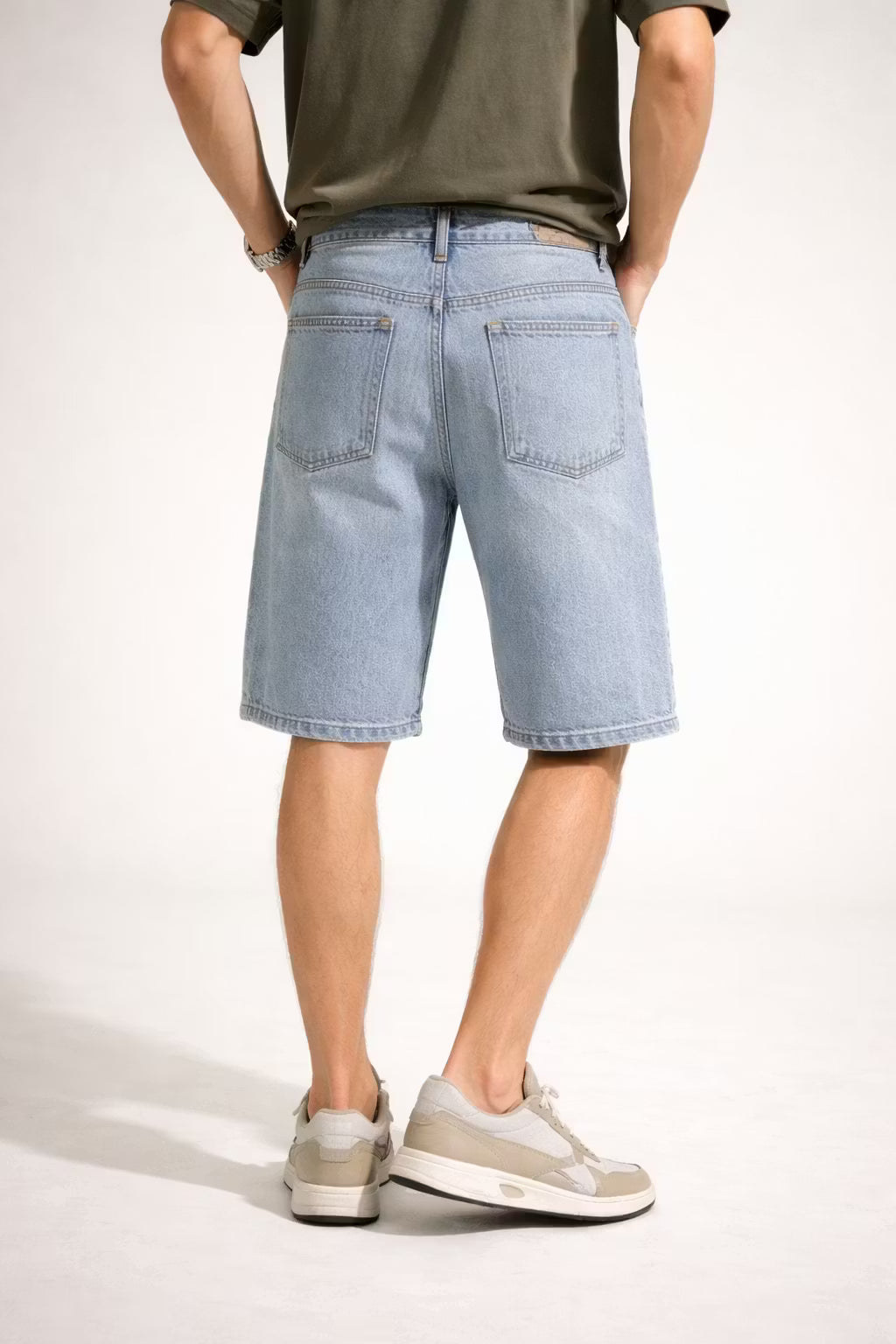 Distressed Light Wash Denim Shorts